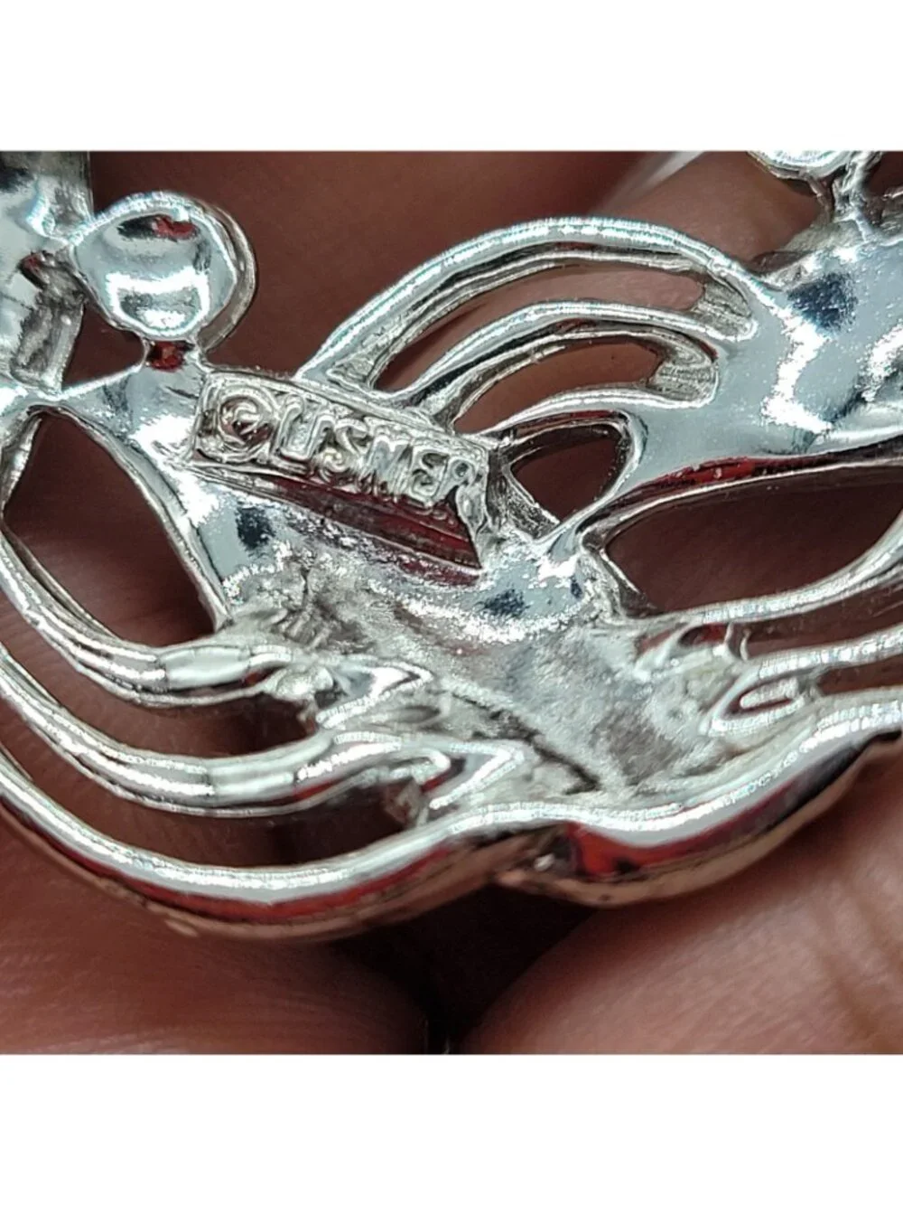 Vintage Signed Lisner Textured Wreath Brooch Leaves Silver Tone 2